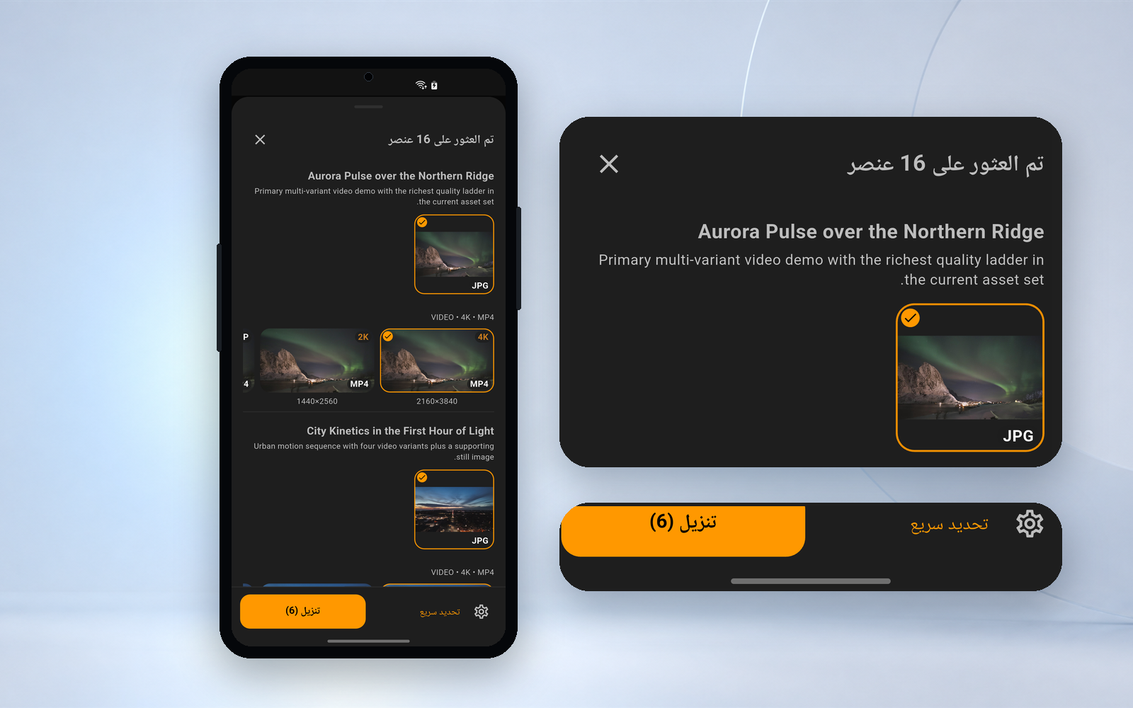 Hams batch selection and download interface