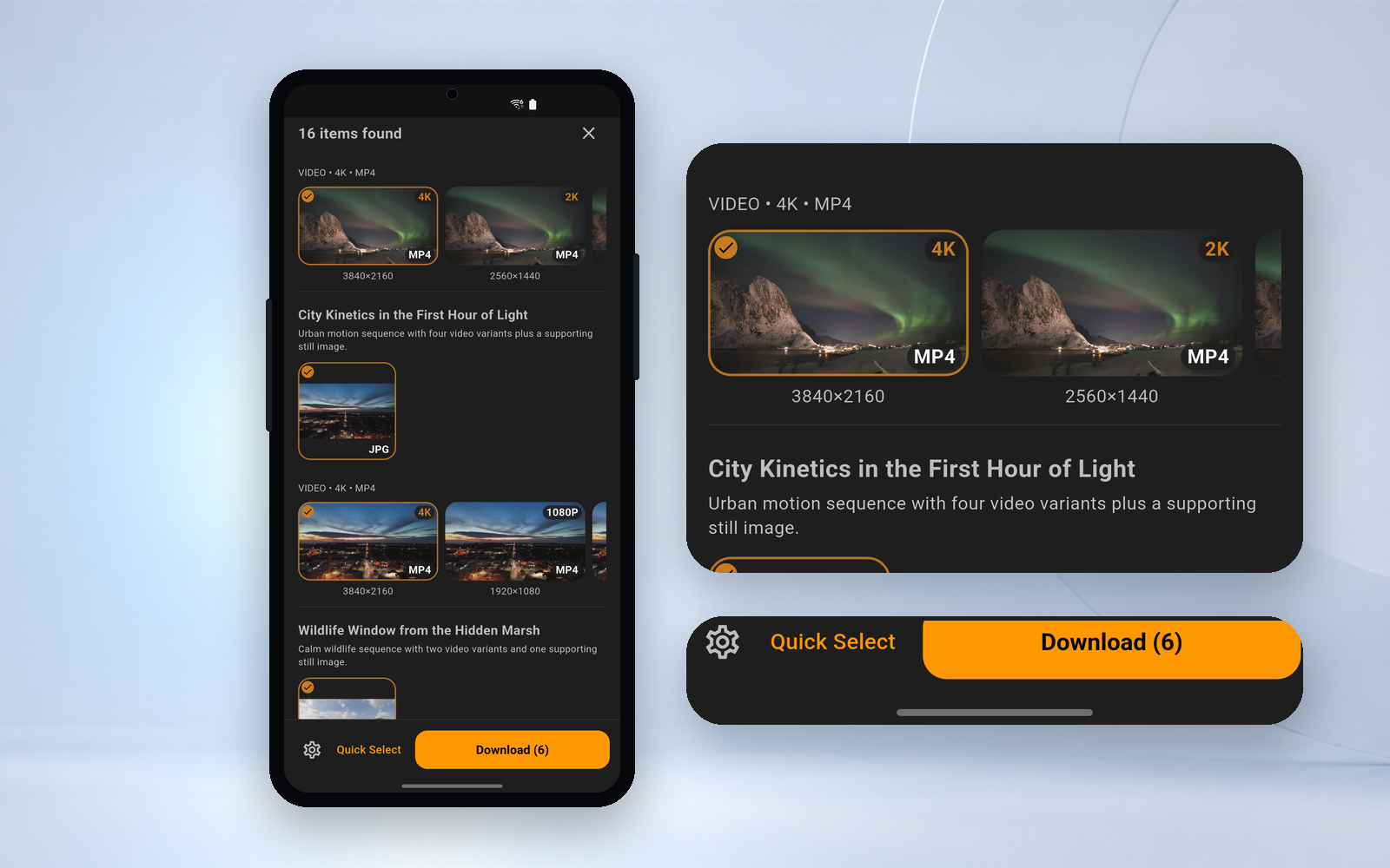 Hams batch selection and download interface