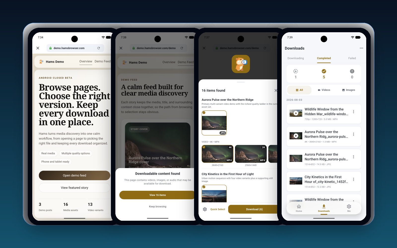 Hams mobile interface flow