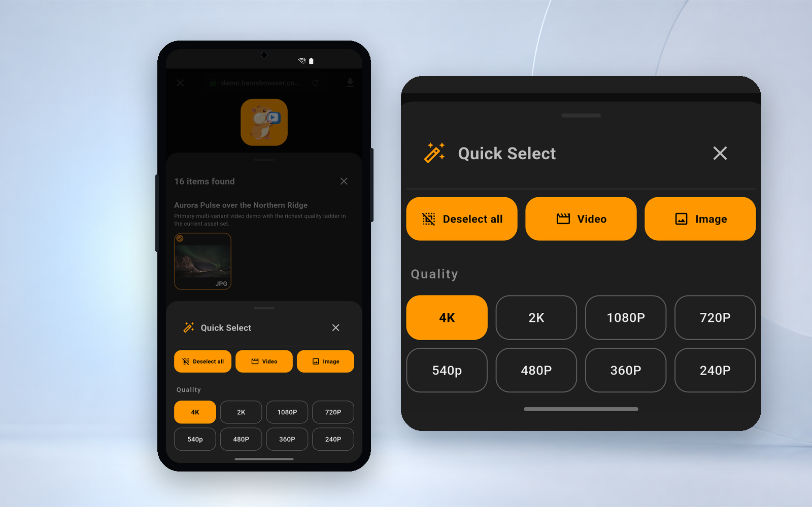 Hams quality selection interface