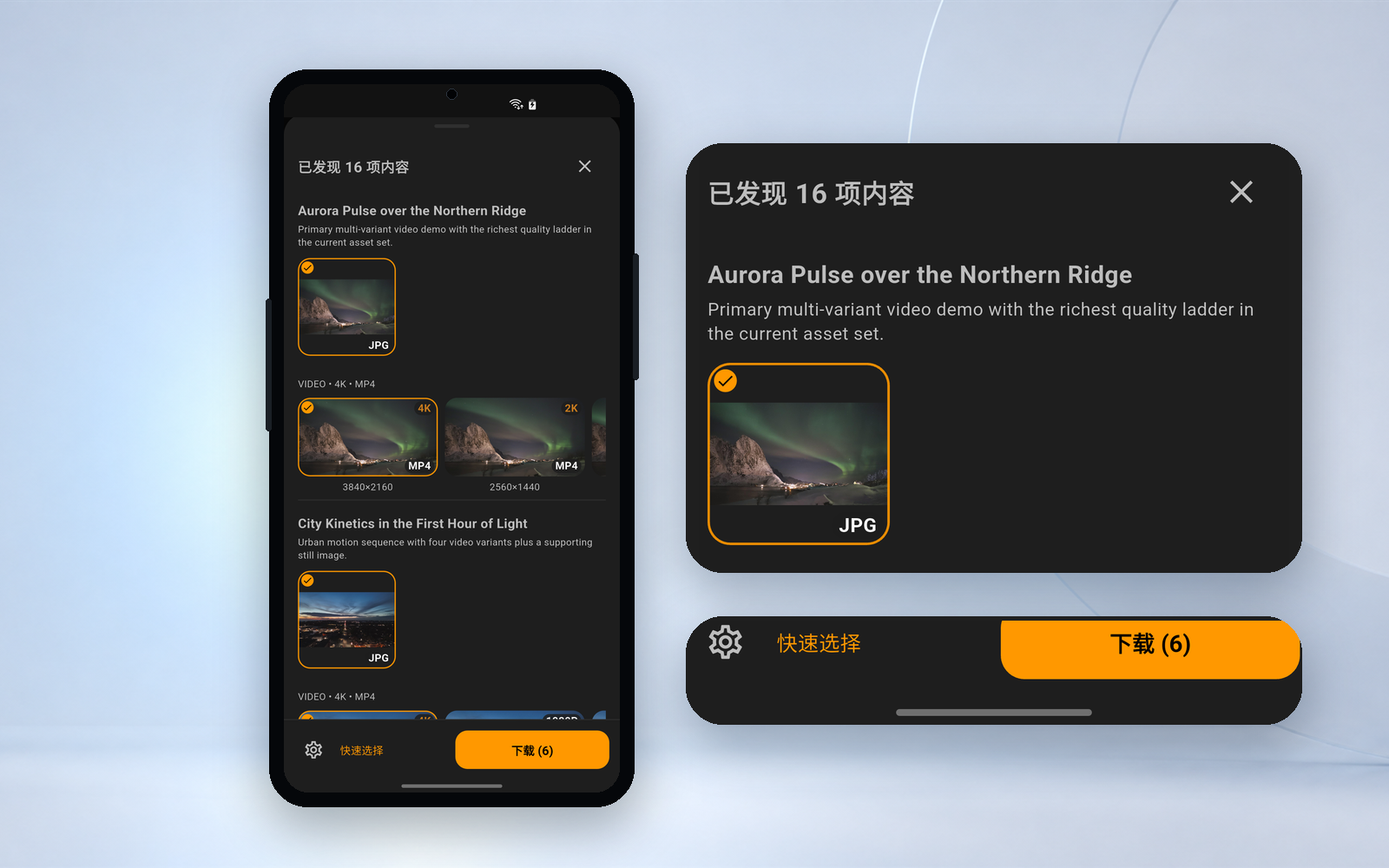 Hams 批量选择与下载界面示意